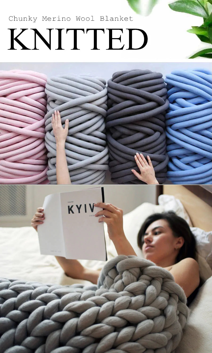 Cozy Chunky Merino Wool Blanket - Thick, Warm, and Stylish Throw for Sofa or Bed
