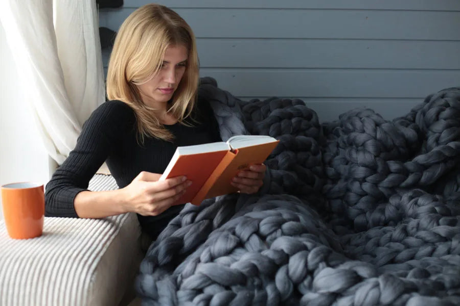 Cozy Chunky Merino Wool Blanket - Thick, Warm, and Stylish Throw for Sofa or Bed