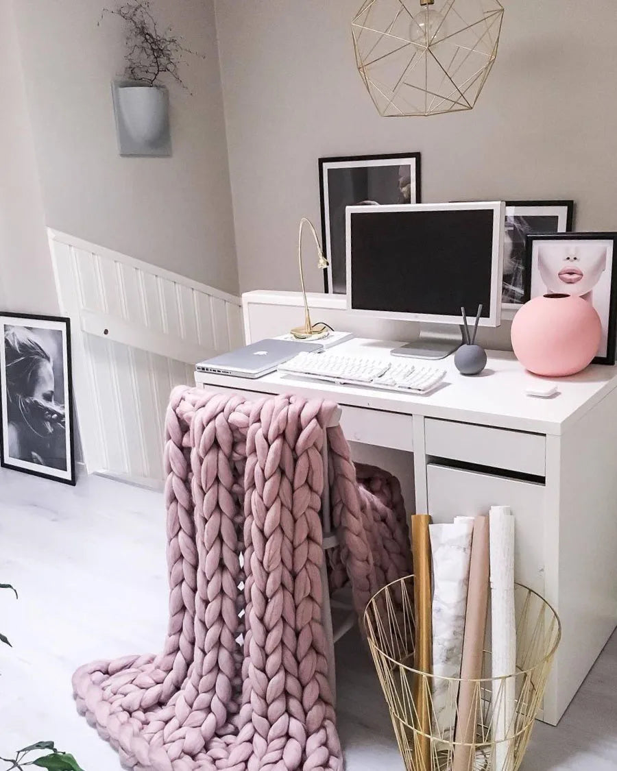 Cozy Chunky Merino Wool Blanket - Thick, Warm, and Stylish Throw for Sofa or Bed