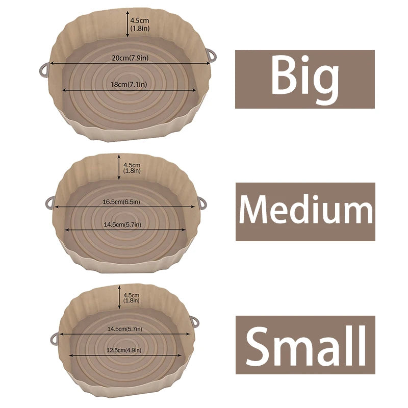 Eco-Friendly 3-Piece Silicone Air Fryer Tray Set