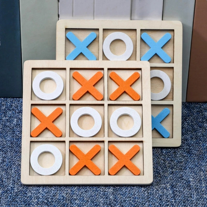 Wooden Noughts & Crosses: Fun Parent-Child Board Game & Educational Toy