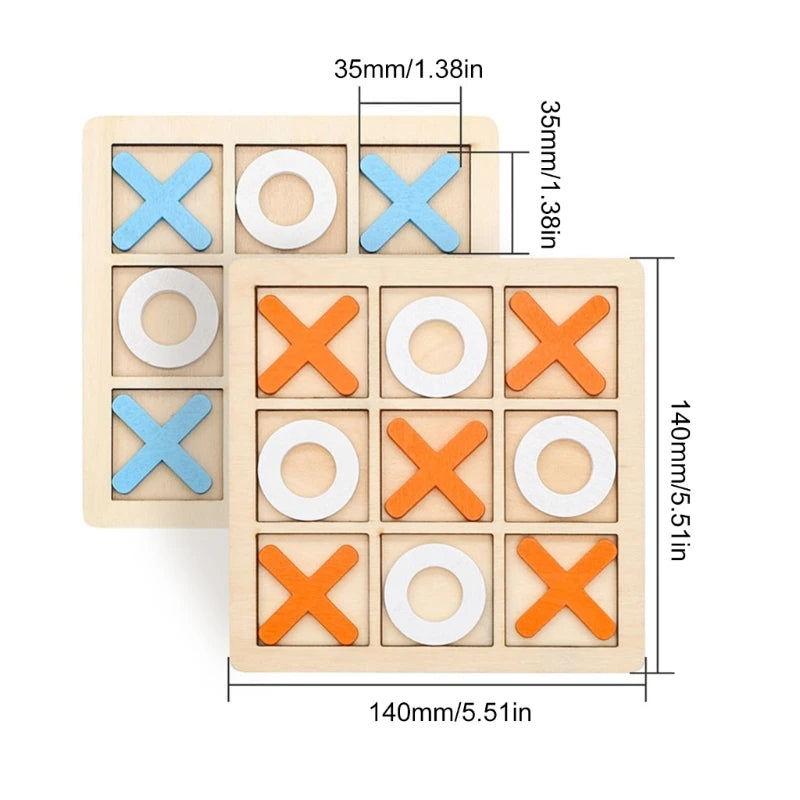 Wooden Noughts & Crosses: Fun Parent-Child Board Game & Educational Toy