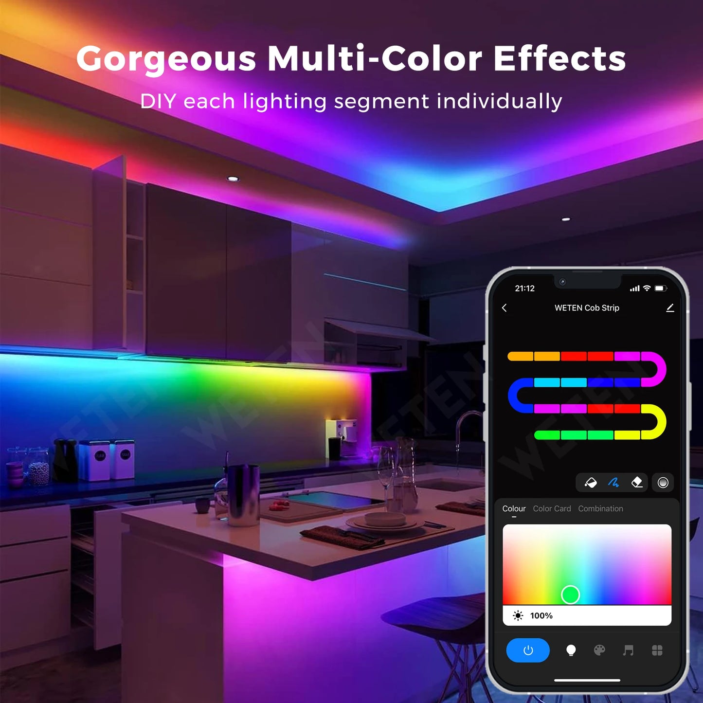 Vibrant Tuya Smart RGBIC LED Strip - Alexa & Google Home Compatible