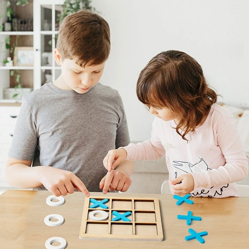 Wooden Noughts & Crosses: Fun Parent-Child Board Game & Educational Toy