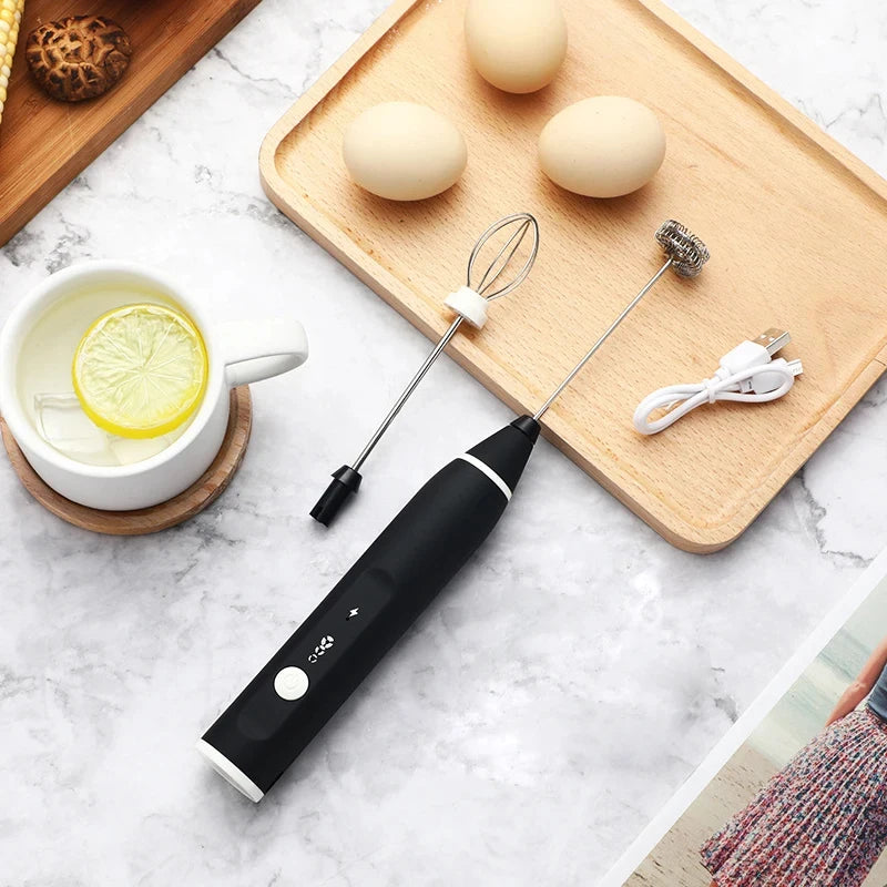 USB Rechargeable Handheld Milk Frother - High-Speed Coffee & Cappuccino Whisk Mixer