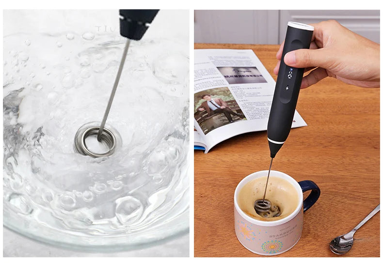 USB Rechargeable Handheld Milk Frother - High-Speed Coffee & Cappuccino Whisk Mixer