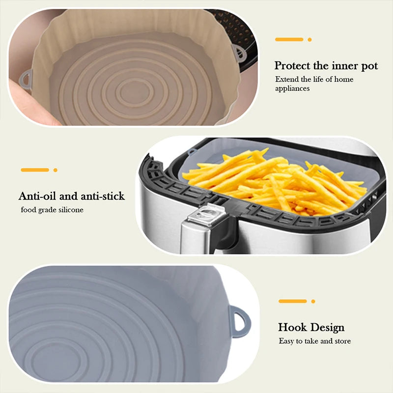 Eco-Friendly 3-Piece Silicone Air Fryer Tray Set