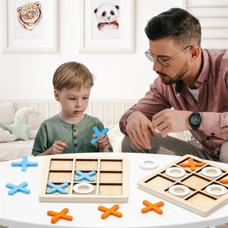 Wooden Noughts & Crosses: Fun Parent-Child Board Game & Educational Toy