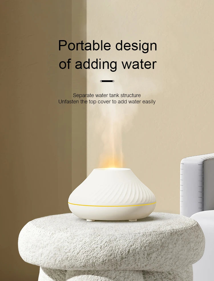 KINSCOTER Volcanic Aroma Diffuser: 130ml USB Essential Oil Lamp & Color Flame Humidifier