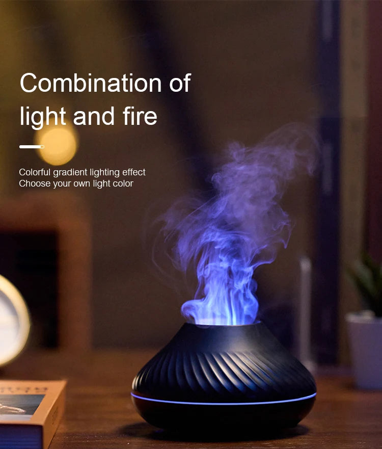 KINSCOTER Volcanic Aroma Diffuser: 130ml USB Essential Oil Lamp & Color Flame Humidifier