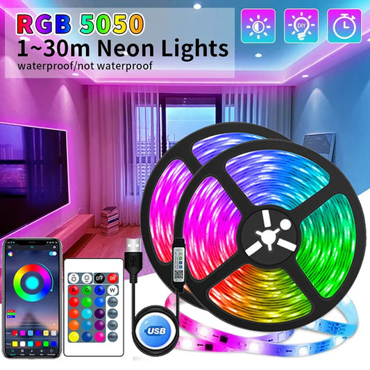 Vibrant USB LED Strip Lights - APP Controlled RGB Color Changing Tape for Room & TV Decor