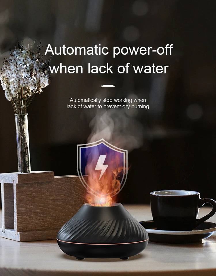 KINSCOTER Volcanic Aroma Diffuser: 130ml USB Essential Oil Lamp & Color Flame Humidifier