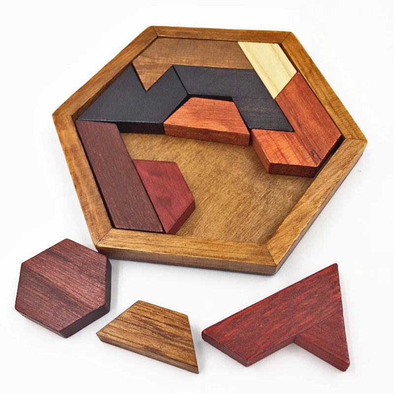 Hexagonal Wooden IQ Puzzles - Fun Brain Teasers for All Ages | Montessori Gifts