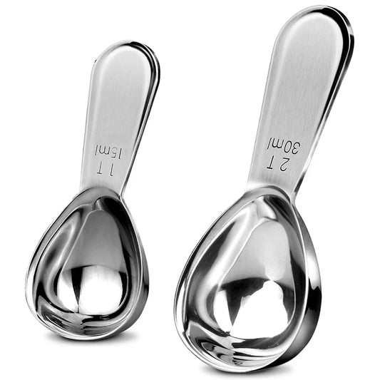 Precision Stainless Steel Coffee Scoops & Measuring Spoons - Ergonomic 1 Tbsp & 2 Tbsp