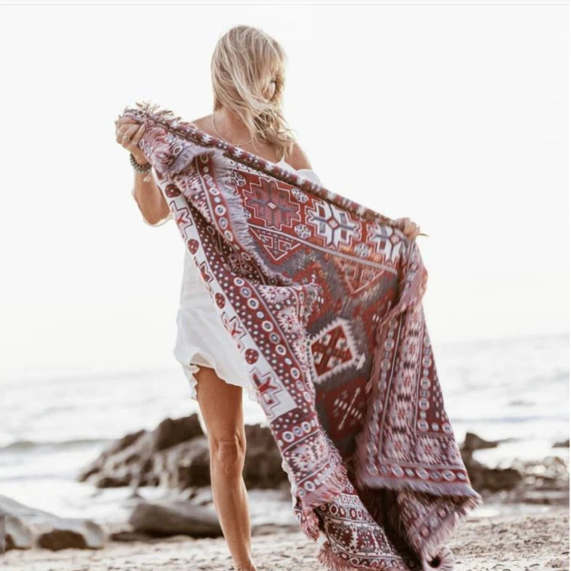 Boho Tribal Blankets: Outdoor Rugs, Picnic & Travel Throws with Tassels