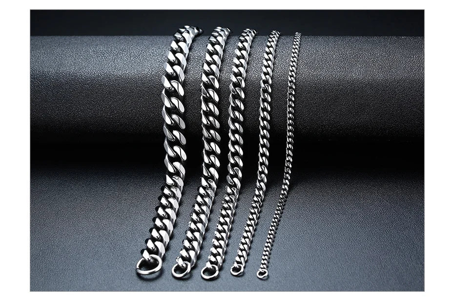 Vnox Chunky Miami Curb Chain Bracelet - Stainless Steel Cuban Link for Men, Classic Punk Jewelry