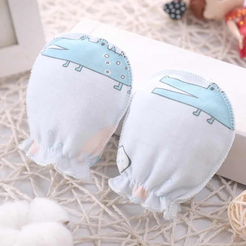 5-Pack Newborn Cotton Cartoon Mittens - Soft, Reusable Baby Gloves (0-3M)