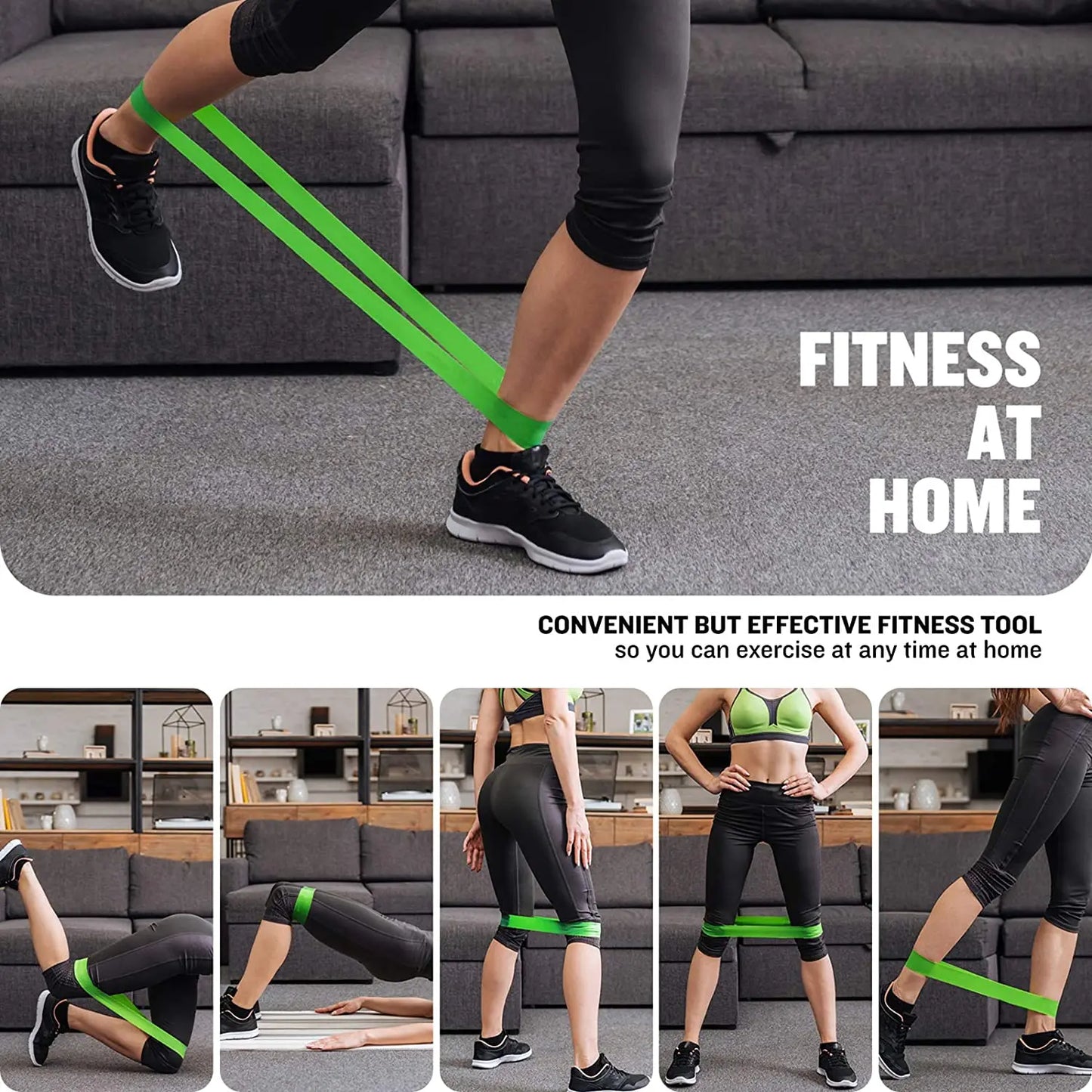 5-Pack Yoga Resistance Bands - Elastic Fitness Bands for Pilates, Gym & Home Workouts