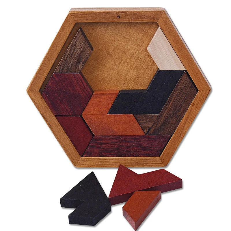 Hexagonal Wooden IQ Puzzles - Fun Brain Teasers for All Ages | Montessori Gifts