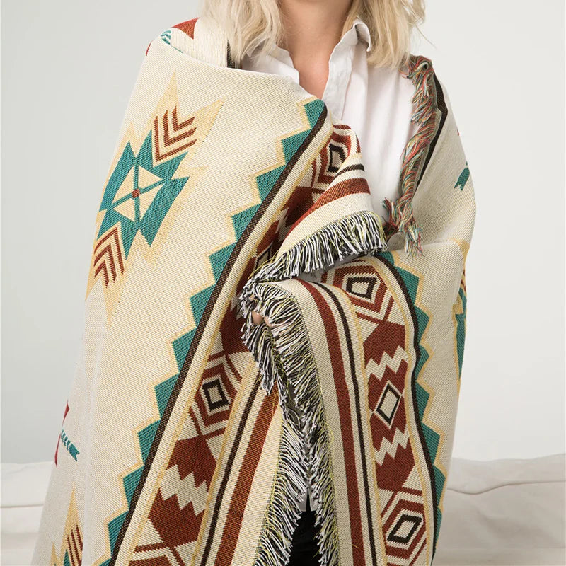 Boho Tribal Blankets: Outdoor Rugs, Picnic & Travel Throws with Tassels