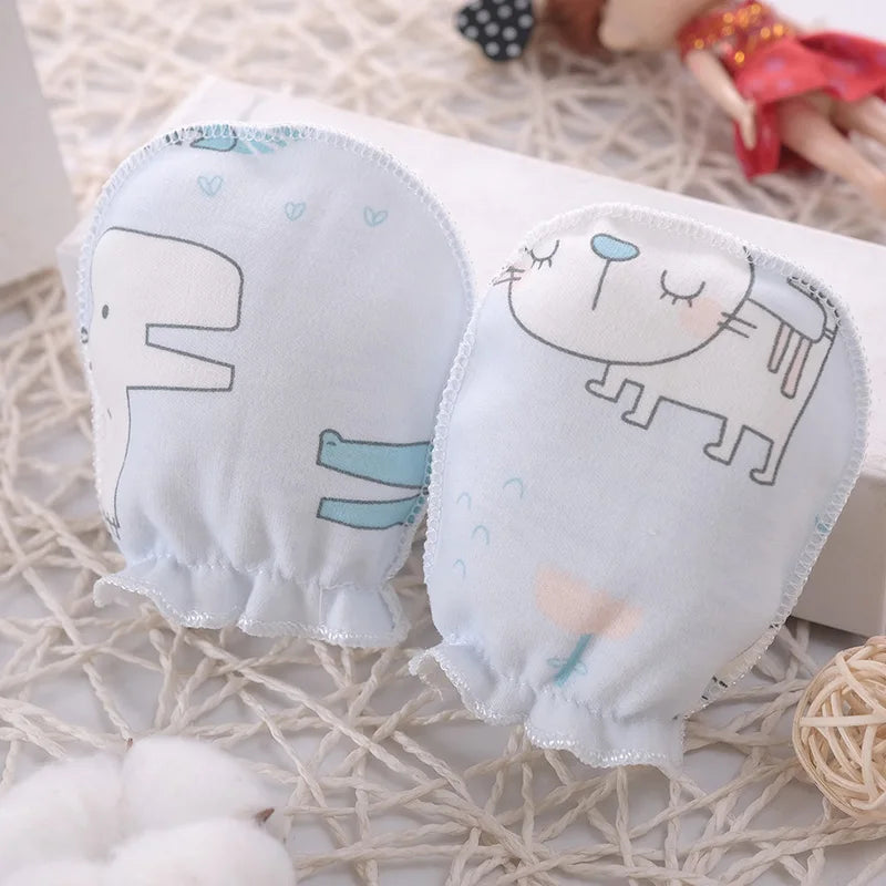 5-Pack Newborn Cotton Cartoon Mittens - Soft, Reusable Baby Gloves (0-3M)