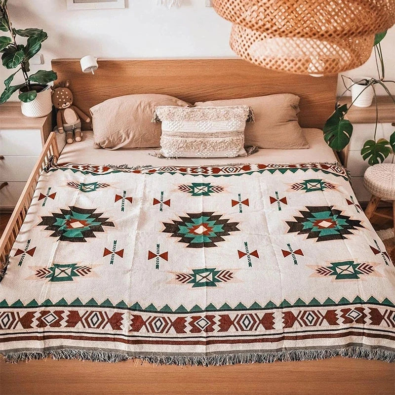 Boho Tribal Blankets: Outdoor Rugs, Picnic & Travel Throws with Tassels