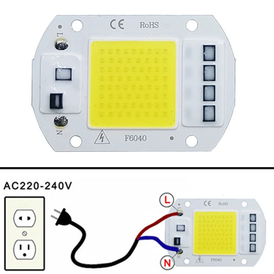 High-Power LED COB Lamp - 10W/20W/30W/50W, IP65, Smart IC, No Driver Needed, DIY Outdoor Floodlight & Spotlight