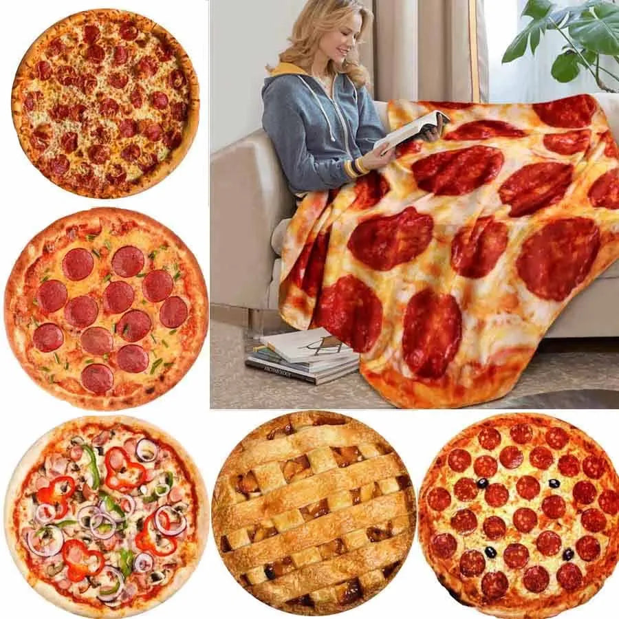 Cozy Coral Fleece Tortilla Pizza Blanket - Fluffy, Plush & Warm Mexican Round Throw