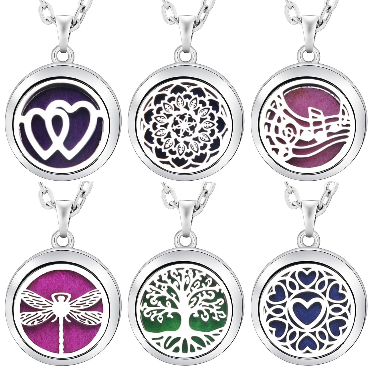 Chic Stainless Steel Tree of Life Aromatherapy Necklace - Essential Oil Diffuser Pendant for Women