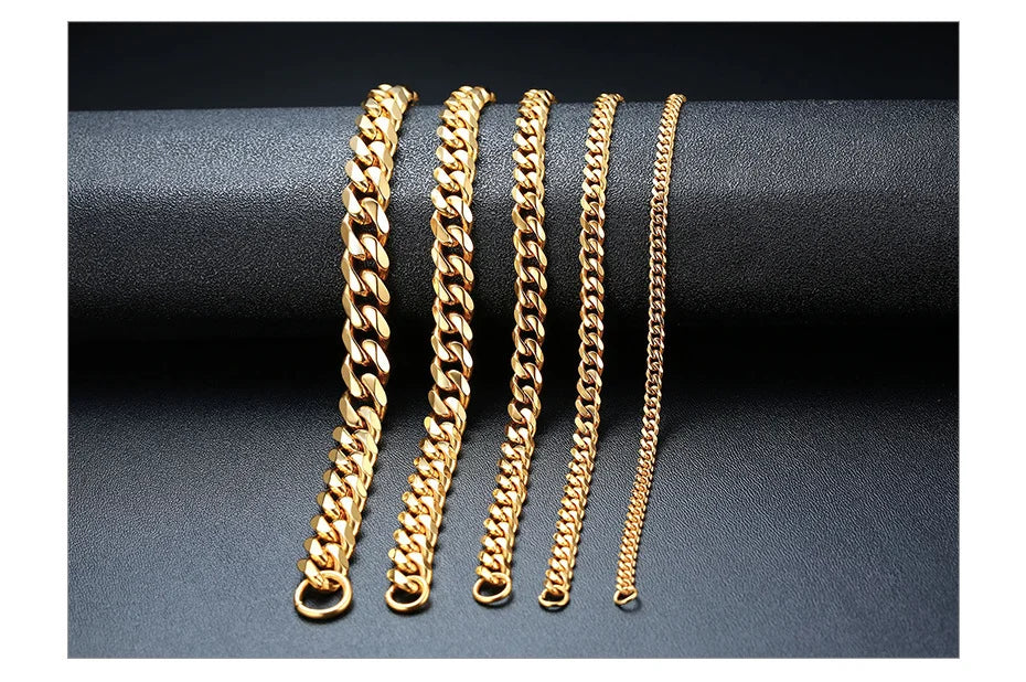 Vnox Chunky Miami Curb Chain Bracelet - Stainless Steel Cuban Link for Men, Classic Punk Jewelry