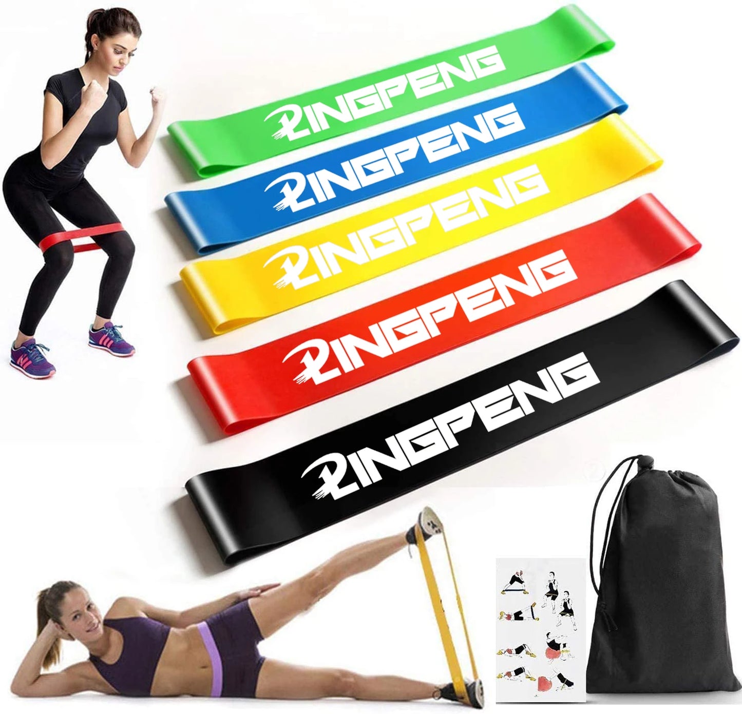 5-Pack Yoga Resistance Bands - Elastic Fitness Bands for Pilates, Gym & Home Workouts