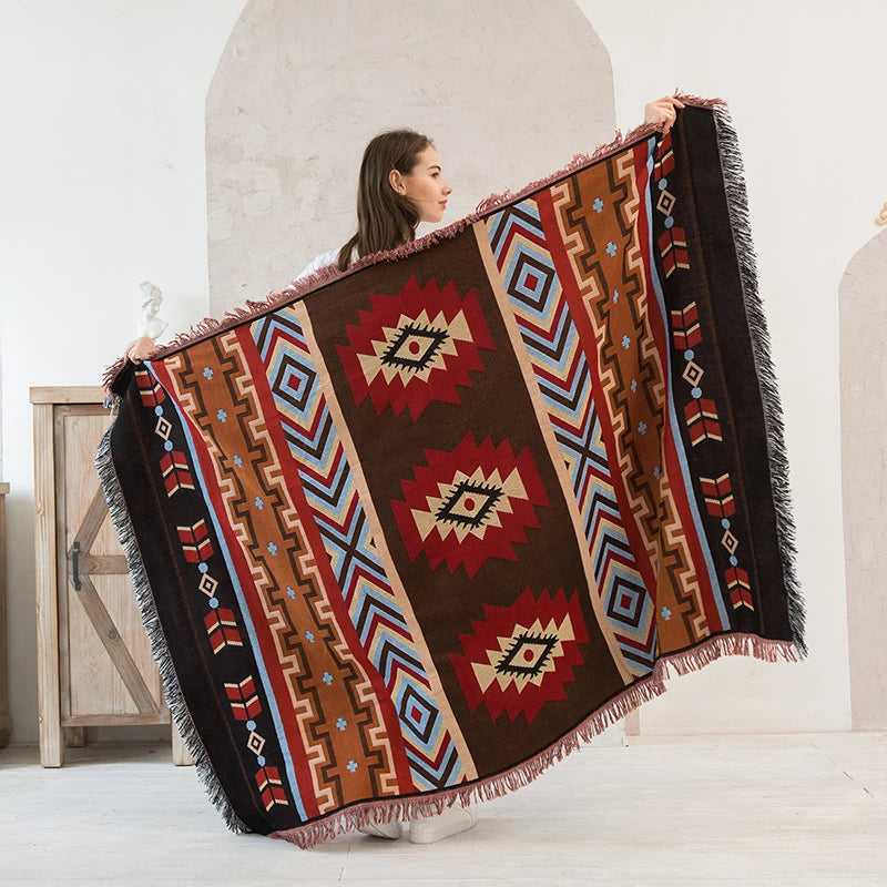 Boho Tribal Blankets: Outdoor Rugs, Picnic & Travel Throws with Tassels