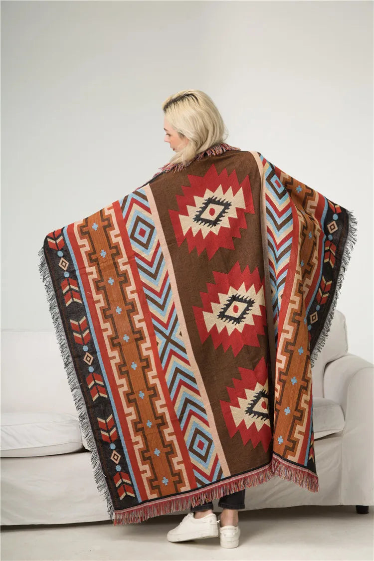 Boho Tribal Blankets: Outdoor Rugs, Picnic & Travel Throws with Tassels