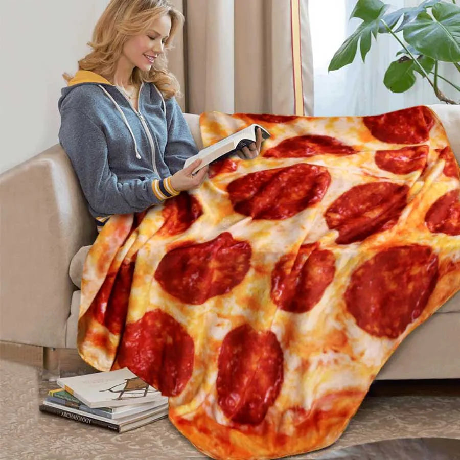 Cozy Coral Fleece Tortilla Pizza Blanket - Fluffy, Plush & Warm Mexican Round Throw