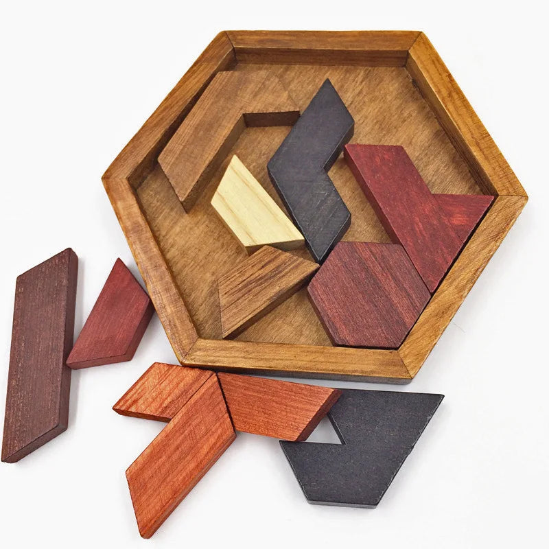 Hexagonal Wooden IQ Puzzles - Fun Brain Teasers for All Ages | Montessori Gifts