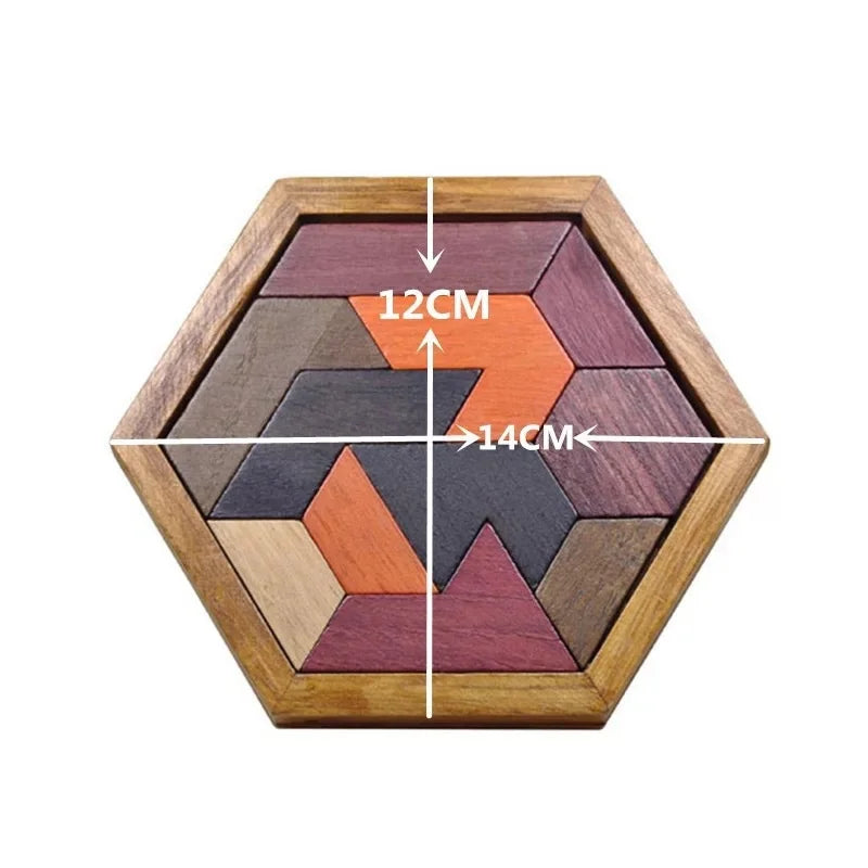 Hexagonal Wooden IQ Puzzles - Fun Brain Teasers for All Ages | Montessori Gifts