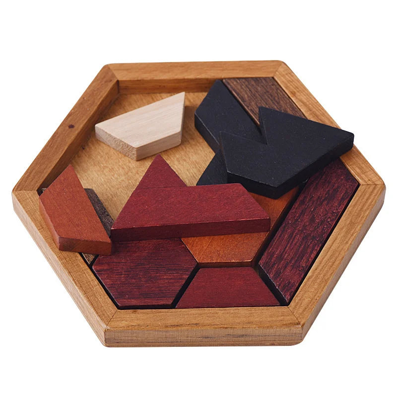 Hexagonal Wooden IQ Puzzles - Fun Brain Teasers for All Ages | Montessori Gifts