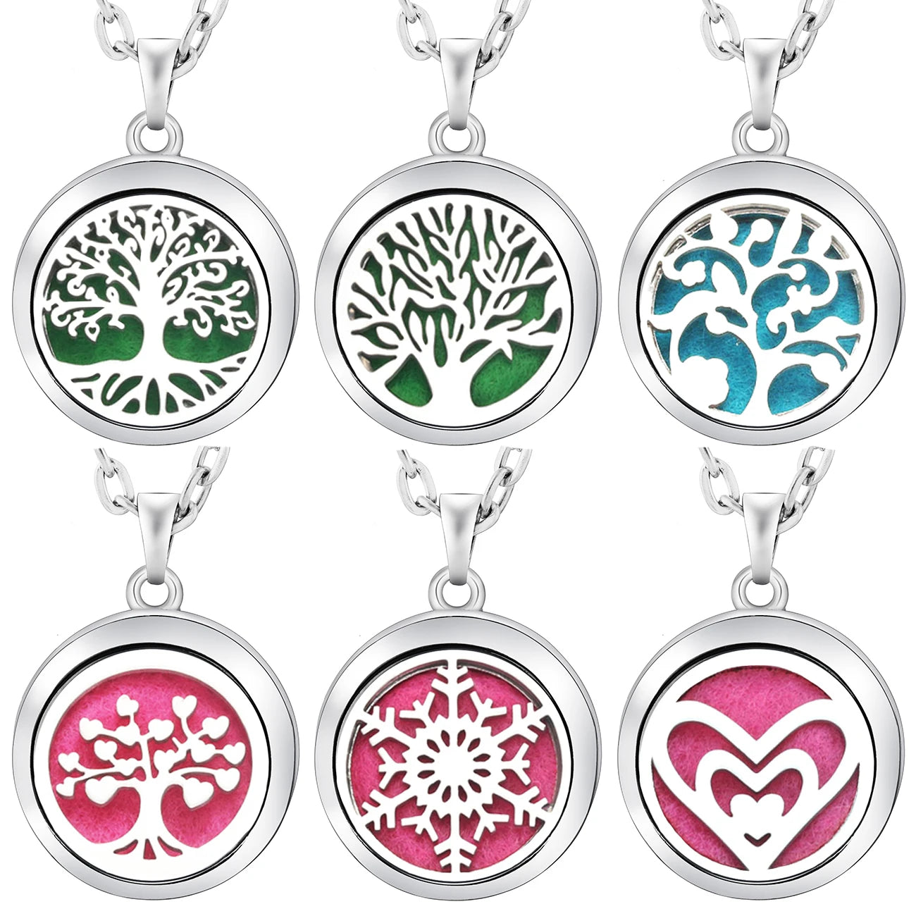 Chic Stainless Steel Tree of Life Aromatherapy Necklace - Essential Oil Diffuser Pendant for Women