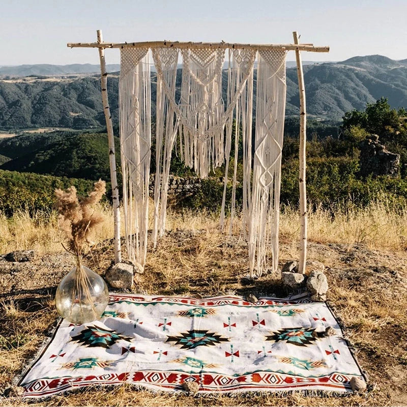 Boho Tribal Blankets: Outdoor Rugs, Picnic & Travel Throws with Tassels