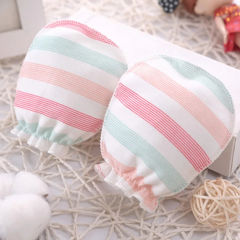 5-Pack Newborn Cotton Cartoon Mittens - Soft, Reusable Baby Gloves (0-3M)