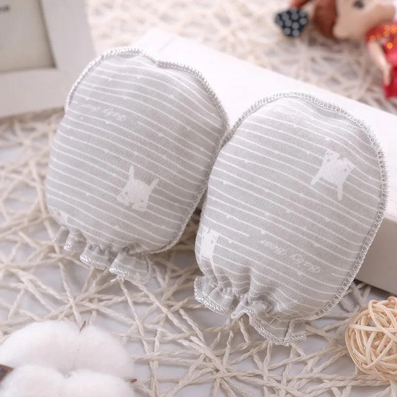 5-Pack Newborn Cotton Cartoon Mittens - Soft, Reusable Baby Gloves (0-3M)