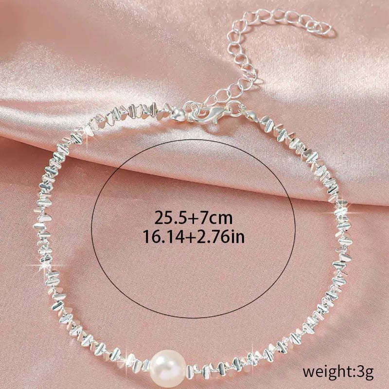 Gleaming Zircon Heart & Cross Double Layer Anklet - Trendy Summer Beach Jewelry for Women