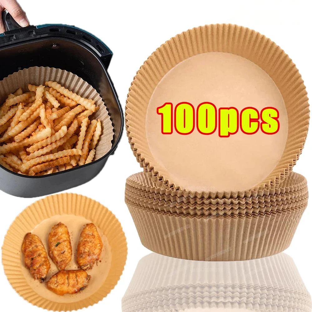 Non-Stick Airfryer Baking Papers - 100/50Pcs Disposable Sheets