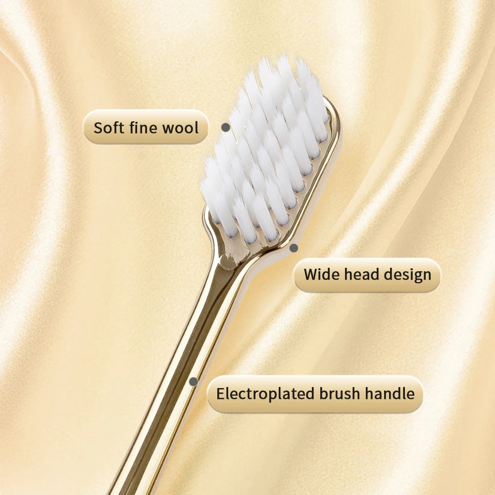 Elegant Gold & Silver Soft Toothbrushes for Adults - Gentle Luxury Dental Care