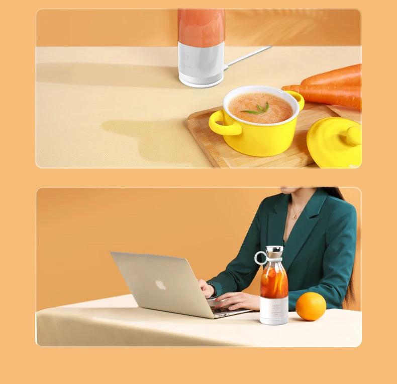 Portable Mini Juice Blender - 6-Blade USB Rechargeable Fruit Mixer for Fresh Juices