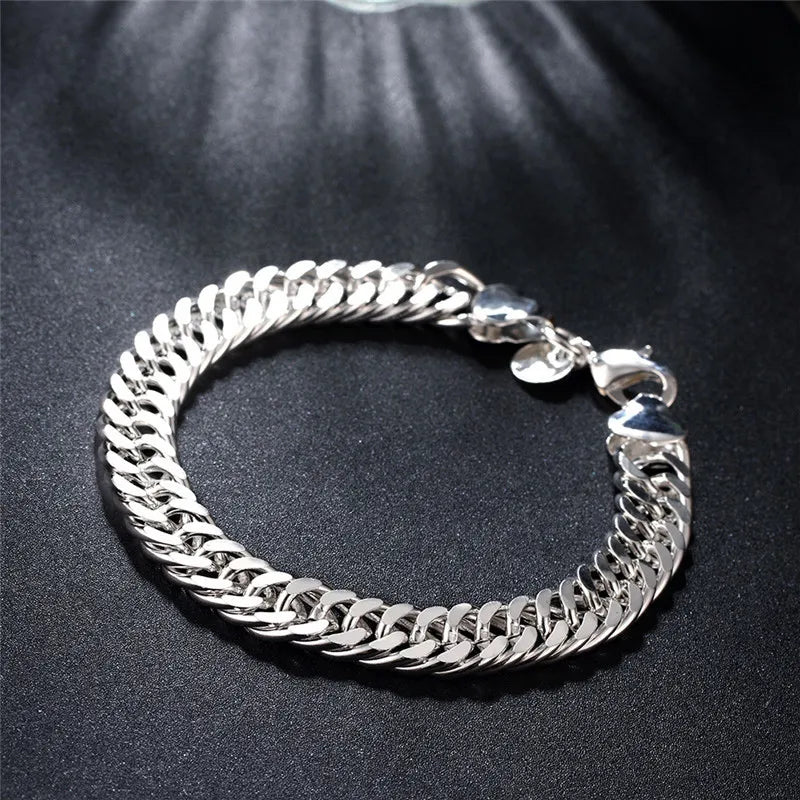 Elegant 925 Sterling Silver Square Chain Bracelet - Unisex Charm for Parties, Gifts, Weddings & Fashion