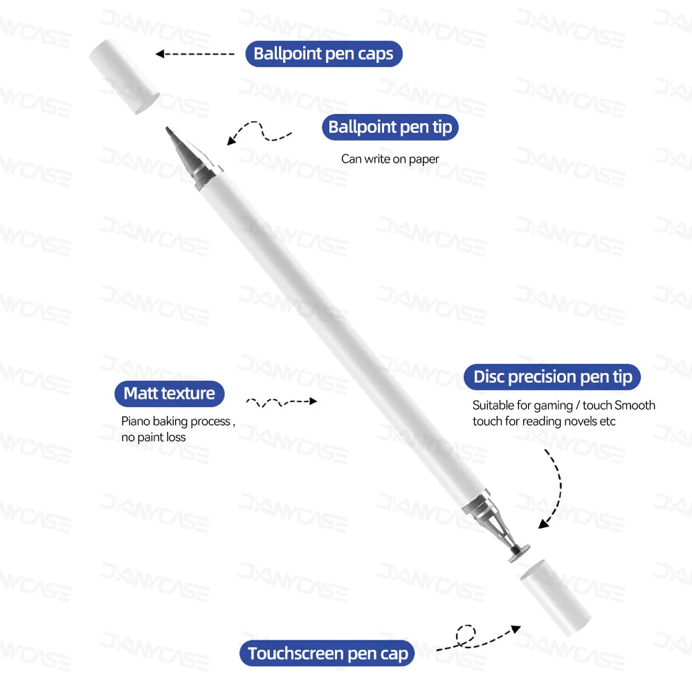 2-in-1 Universal Stylus Pen for Tablets & Phones - iOS & Android Compatible