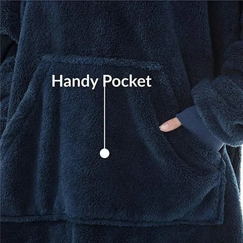 Cozy MIDSUM Oversized Winter Hoodie Blanket for Women - Warm Fleece with Sleeves & Large Pocket