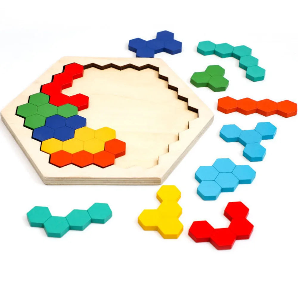 Hexagonal Wooden IQ Puzzles - Fun Brain Teasers for All Ages | Montessori Gifts