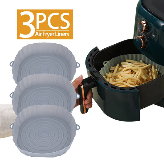 Eco-Friendly 3-Piece Silicone Air Fryer Tray Set